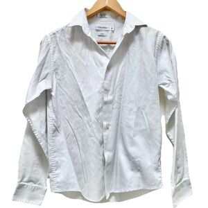 Calvin Klein Boys’ Sateen Long Sleeve White Dress Shirt